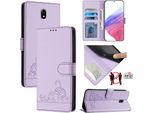 Custodia In Pelle Per Samsung Galaxy J7 2017, Dolce Gatto Custodia Flip Con Funzione Stand E Portafoglio Viola