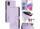 Custodia In Pelle Per Samsung Galaxy Xcover 7, Dolce Gatto Custodia Flip Con Funzione Stand E Portafoglio Viola