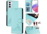 Custodia In Pelle Per Samsung Galaxy S21 5G, Dolce Gatto Custodia Flip Con Funzione Stand E Portafoglio Verde Chiaro