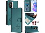 Custodia In Pelle Per Honor X40I, Dolce Gatto Custodia Flip Con Funzione Stand E Portafoglio Verde