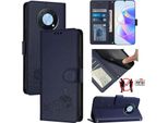 Custodia In Pelle Per Huawei Nova Y90, Dolce Gatto Custodia Flip Con Funzione Stand E Portafoglio Blu