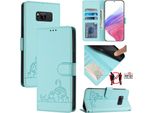 Custodia In Pelle Per Samsung Galaxy S8, Dolce Gatto Custodia Flip Con Funzione Stand E Portafoglio Verde Chiaro