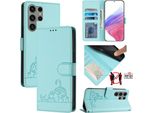 Custodia In Pelle Per Samsung Galaxy S23 Ultra, Dolce Gatto Custodia Flip Con Funzione Stand E Portafoglio Verde Chiaro