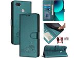 Custodia In Pelle Per Xiaomi Redmi 6 /Redmi 6A, Dolce Gatto Flip Case Con Funzione Stand E Portafoglio Verde