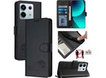Custodia In Pelle Per Xiaomi Poco X6/Redmi Note 13 Pro 5G, Dolce Gatto Flip Case Con Funzione Stand E Portafoglio Nero