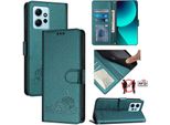 Custodia In Pelle Per Xiaomi Redmi Note 12 4G, Dolce Gatto Custodia Flip Con Funzione Stand E Portafoglio Verde