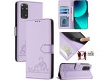 Custodia In Pelle Per Xiaomi Redmi Note 11S / Note 11 4G / Note 12S 4G, Dolce Gatto Custodia Flip Con Funzione Stand E Portafoglio Viola