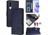 Custodia In Pelle Per Huawei P30, Dolce Gatto Custodia Flip Con Funzione Stand E Portafoglio Blu