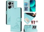Custodia In Pelle Per Xiaomi Poco M6 Pro 4G/Redmi Note 13 Pro 4G, Dolce Gatto Flip Case Con Funzione Stand E Portafoglio Verde Chiaro