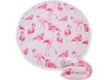 Telo Mare Rotondo In Poliestere, Telo Da Bagno In Microfibra, Coperta Da Spiaggia Con Diametro Di 150 Cm - Cubalinka Flamingo