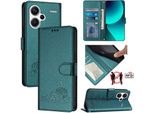 Custodia In Pelle Per Xiaomi Redmi Note 13 Pro+, Dolce Gatto Flip Case Con Funzione Stand E Portafoglio Verde