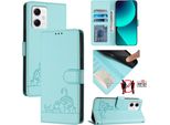 Custodia In Pelle Per Xiaomi Poco X5/Redmi Note 12 5G, Dolce Gatto Flip Case Con Funzione Stand E Portafoglio Verde Chiaro