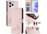 Custodia In Pelle Per Honor 60 Se, Dolce Gatto Custodia Flip Con Funzione Stand E Portafoglio Rosa