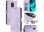 Custodia In Pelle Per Xiaomi Poco M2 Pro/Redmi Note 9S/9 Pro/9 Pro Max, Dolce Gatto Flip Case Con Funzione Stand E Portafoglio Viola