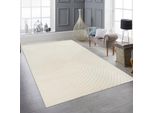 Tappeto Da Salotto Chiaro A Pelo Basso Con Speciale Motivo A Righe Color Crema Dimensioni - 160 X 220 Cm