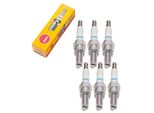 Set Di Candele Ngk 6X CR8EB Con Soppressione Delle Interferenze, Filettatura Lunga 19,0 Mm Ø 10,0 Mm Esagono 16,0 Mm, Distanza Tra Gli Elettrodi 0,75 Mm, Potere Calorifico 8, Dado Di Collegamento Sae Fisso, 7784