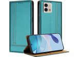 Custodia Per Motorola Moto G Stylus 5G 2023 In Pelle Flip Cover Con Funzione Stand Verde