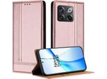 Custodia Per Oneplus 10T In Pelle Con Funzione Stand Rosa