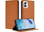Custodia Per Motorola Moto G Power 5G 2024 In Pelle Con Funzione Stand Brown