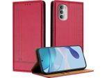 Custodia Per Motorola Moto G51 5G In Pelle Con Funzione Stand Rosso