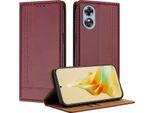 Custodia Per Oppo A17 In Pelle Con Funzione Stand Rosso Scuro