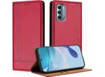 Custodia Per Motorola Moto G Stylus 5G 2022 In Pelle Con Funzione Stand Rosso