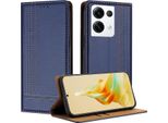 Custodia Per Oppo Reno8 Pro 5G In Pelle Con Funzione Stand Blu