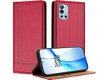 Custodia Per Oneplus 9R In Pelle Con Funzione Di Supporto Rosso