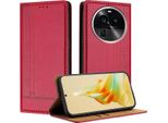 Custodia Per Oppo Find X6 Pro In Pelle Con Funzione Stand Rosso
