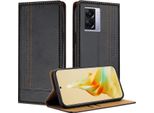 Custodia Per Oppo A57 5G In Pelle Con Funzione Stand Nero