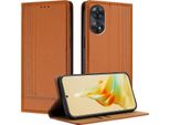 Custodia Per Oppo Reno8 T 4G In Pelle Con Funzione Stand Brown