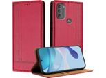 Custodia Per Motorola Moto G71 5G In Pelle Con Funzione Stand Rosso