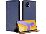 Custodia Per Vivo Y52S 5G In Pelle Con Funzione Stand Blu