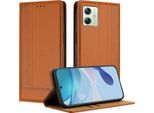 Custodia Per Motorola Moto G14 G54 Flip Cover In Pelle Con Funzione Stand Brown