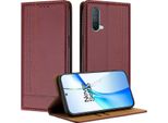 Custodia Per Oneplus Nord Ce 5G In Pelle Con Funzione Stand Rosso Scuro