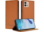 Custodia Per Motorola Moto G Stylus 5G 2023 In Pelle Flip Cover Con Funzione Stand Brown
