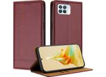 Custodia Per Oppo A93 4G In Pelle Con Funzione Stand Rosso Scuro