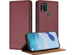 Custodia Per Motorola Moto G Stylus 5G 2021 In Pelle Con Funzione Stand Rosso Scuro