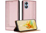 Custodia Per Oppo A17 In Pelle Con Funzione Di Supporto Rosa