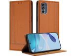 Custodia Per Motorola Moto G62 5G In Pelle Flip Cover Con Funzione Di Stand Brown