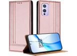 Custodia Per Oneplus 9 In Pelle Con Funzione Stand Rosa