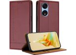 Custodia Per Oppo A1 Pro In Pelle Con Funzione Stand Rosso Scuro
