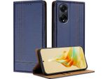 Custodia Per Oppo A1 5G In Pelle Con Funzione Di Supporto Blu