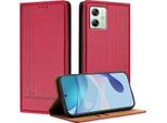 Custodia Per Motorola Moto G54 Power In Pelle Con Funzione Stand Rosso