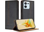 Custodia Per Oppo Reno8 5G In Pelle Con Funzione Stand Nero