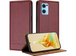 Custodia Per Oppo Find X5 Lite In Pelle Con Funzione Stand Rosso Scuro