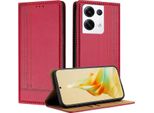 Custodia Per Oppo Reno8 Pro 5G In Pelle Con Funzione Stand Rosso
