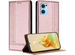 Custodia Per Oppo Find X5 Lite In Pelle Con Funzione Stand Rosa