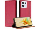 Custodia Per Telefono Cellulare Per Oppo Reno8 5G In Pelle Flip Cover Con Stand Rosso