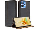 Custodia Per Telefono Cellulare Per Realme 10T In Pelle Flip Custodia Protettiva Con Funzione Stand Nero